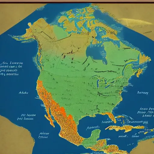 Prompt: a map of north america, labeled