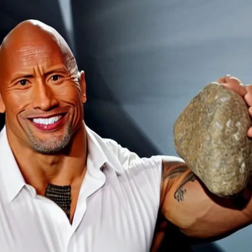 Image similar to dwayne johnson holding a rock