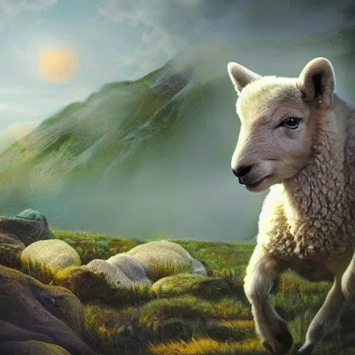 Image similar to when the lambs is lost in the mountain they is cry. sometime come the mother. sometime the wolf