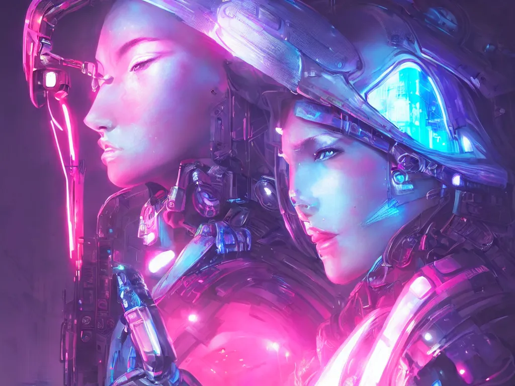 Image similar to portrait futuristic female cyber warrior, on cyberpunk neon light tokyo rooftop, ssci - fi and fantasy, intricate and very beautiful, highly detailed and digital painting, concept art, smooth, illustration, art by rossdraws and taekwon kim / a - rang, luxearte and liya nikorov and rongzhen luo