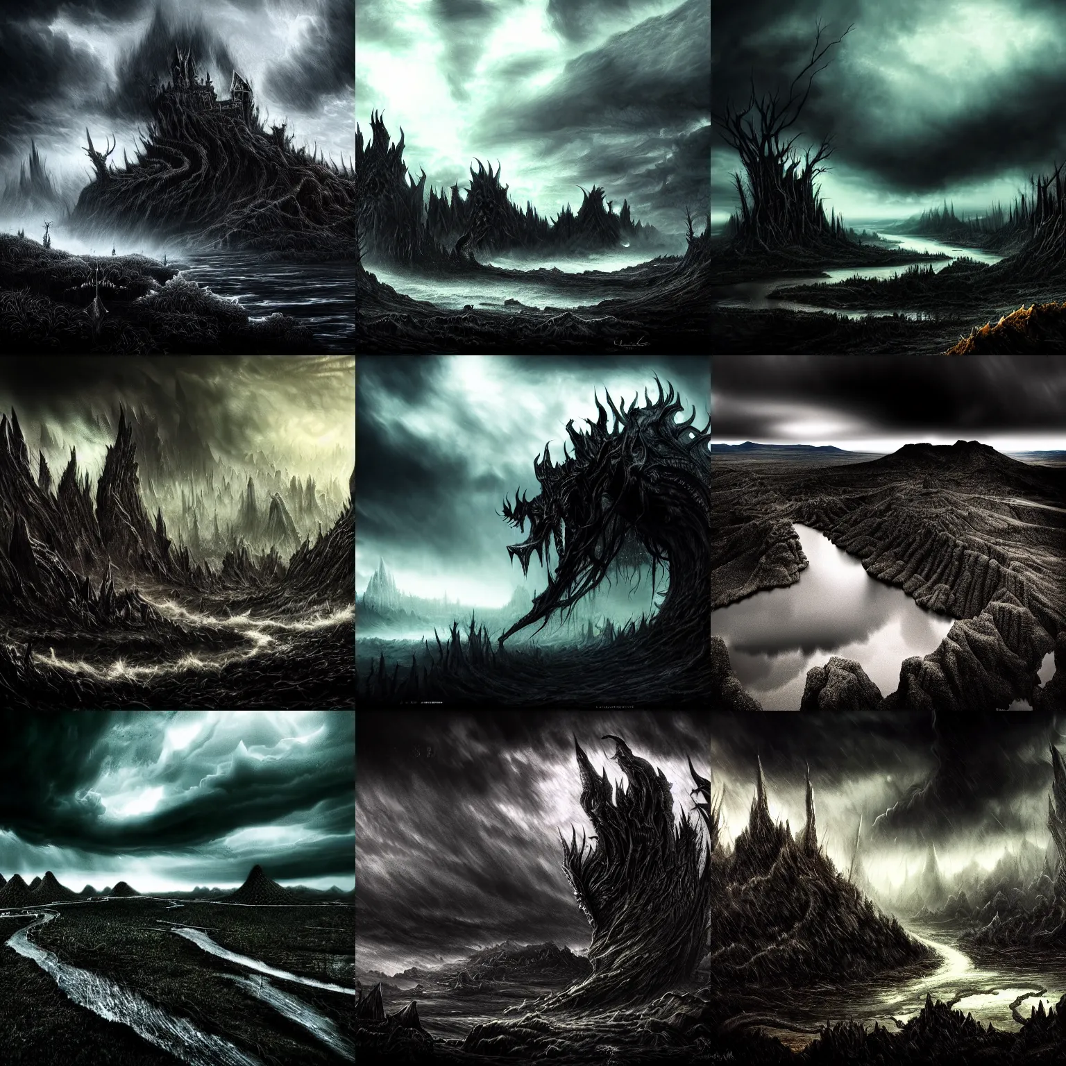 Prompt: dark fantasy landscape, black tornado, ultra realistic, wide angle, intricate details, sharp focus, highly detailed