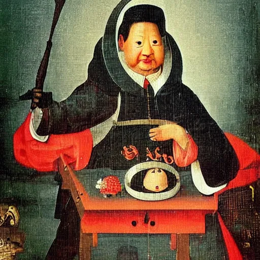 Image similar to xijinping by hieronymus bosch