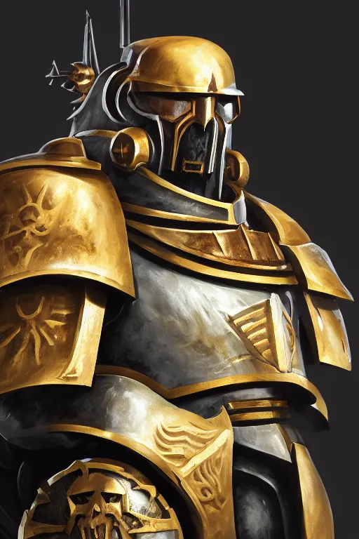 Image similar to armor portrait heros warhammer 4 0 k horus heresy fanart - the primarchs emperor by johannes helgeson animated with vfx concept artist & illustrator global illumination ray tracing hdr fanart arstation zbrush central hardmesh 8 k octane renderer comics stylized