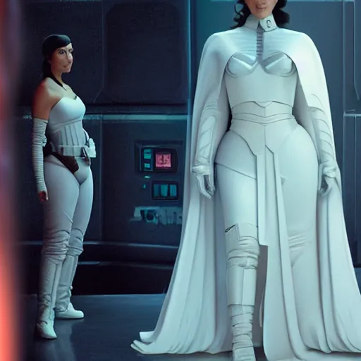 Prompt: kim kardashian as princess padme in star wars episode 3, 8k resolution, full HD, cinematic lighting, award winning, anatomically correct