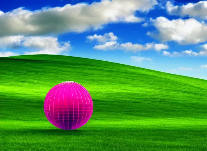 Prompt: windows xp bliss wallpaper, in the style of giacomo ball,