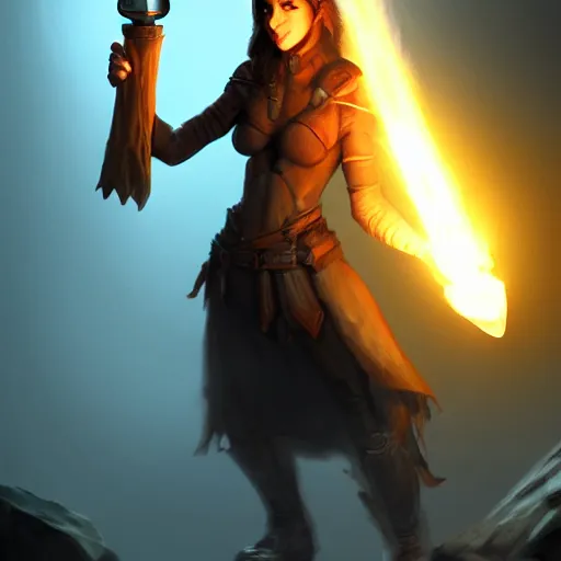 Image similar to a epic hero adventurer holding a torch in a dark cave, artgerm, realistic, cryengine, symmetric