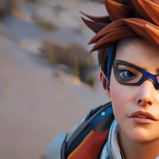 Prompt: realistic still of tracer, amazing details 8 k beautiful