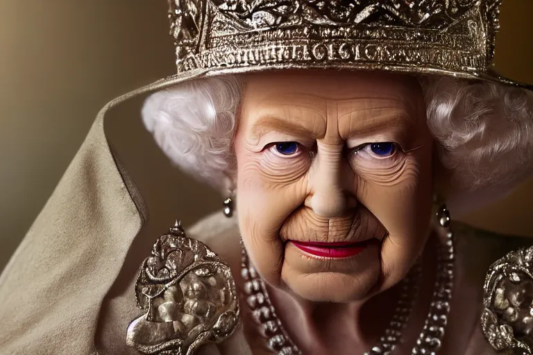 Image similar to closeup portrait of queen elizabeth as sauron, natural light, sharp, detailed face, magazine, press, photo, steve mccurry, david lazar, canon, nikon, focus