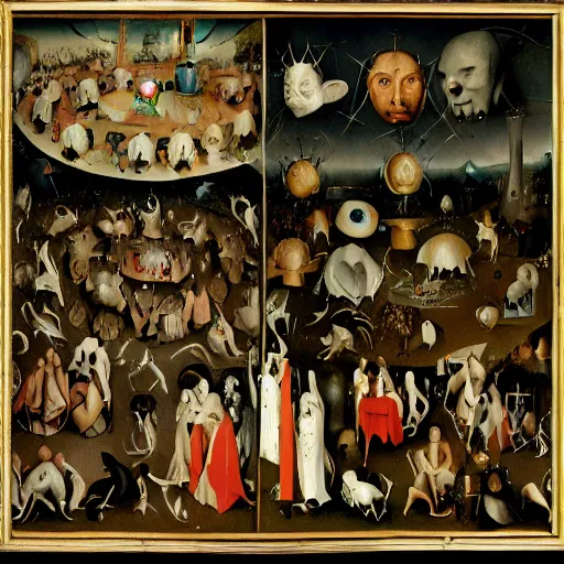 Image similar to additional characters from the garden of earthly delights by hieronymus bosch