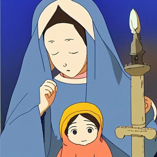 Prompt: The Virgin Mary, Studio Ghibli