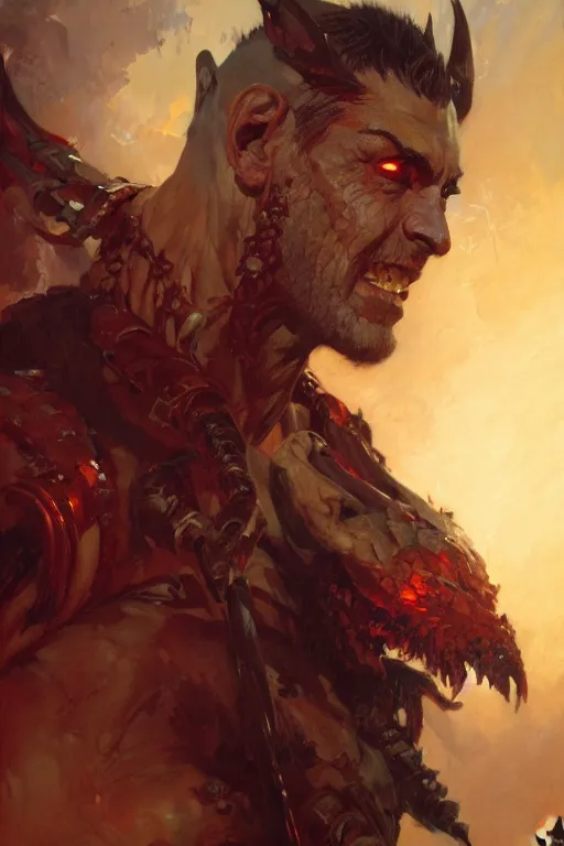 Prompt: daemonhost portrait dnd, painting by gaston bussiere, craig mullins, greg rutkowski, yoji shinkawa