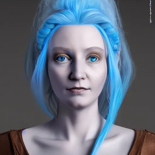 Image similar to a woman with white hair and blue eyes, a character portrait by Brian and Wendy Froud, trending on cg society, fantasy art, zbrush, airbrush art, digital painting