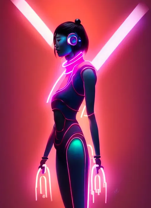 Image similar to sensual asian female humanoid with freckles, by loish, d & d, fantasy, cyber neon lighting, futurism, intricate futuristic jewelry accessories, cyberpunk glossy latex suit, profile posing, hyper photorealistic, digital photography, artstation, pinterest, concept art, art by pascal blanche and greg rutkowski,