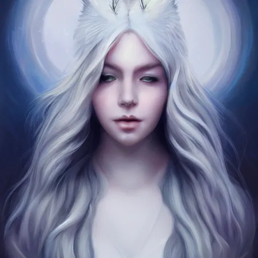 Prompt: painting of beautiful white owl in style of artgerm and charlie bowater, 8k, highly detailed