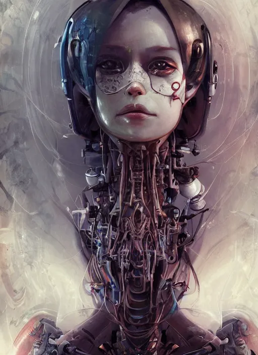 Image similar to biomechanoid, sci-fi women, portrait by Android Jones ,Hayao Miyazaki, Katsuhiro Otomo, Eiichiro Oda, Shigeto Hirai Yuya, 8k, baroque, epic, cinematic, anime aesthetic