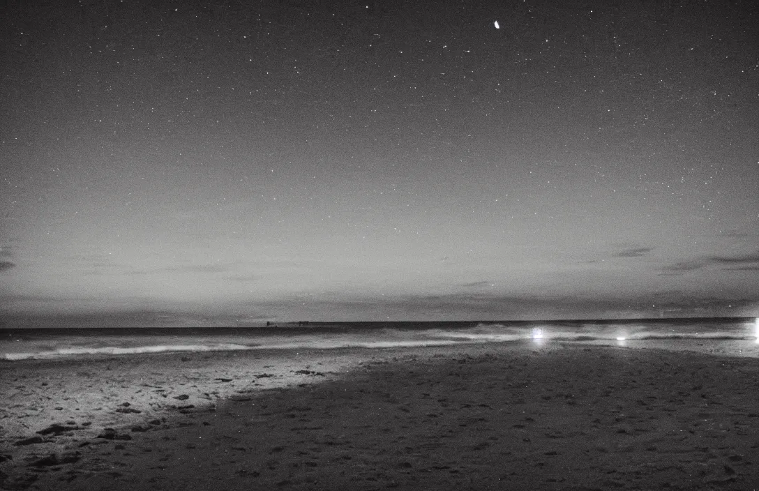 Image similar to on the beach, at night