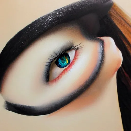 Image similar to realistic portrait of a woman with 3d anime eyes