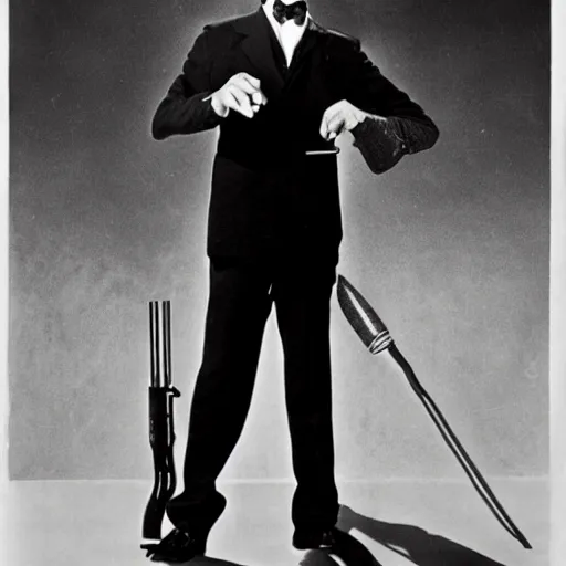 Prompt: Groucho Marx as Agent 47 in 'Hitman'
