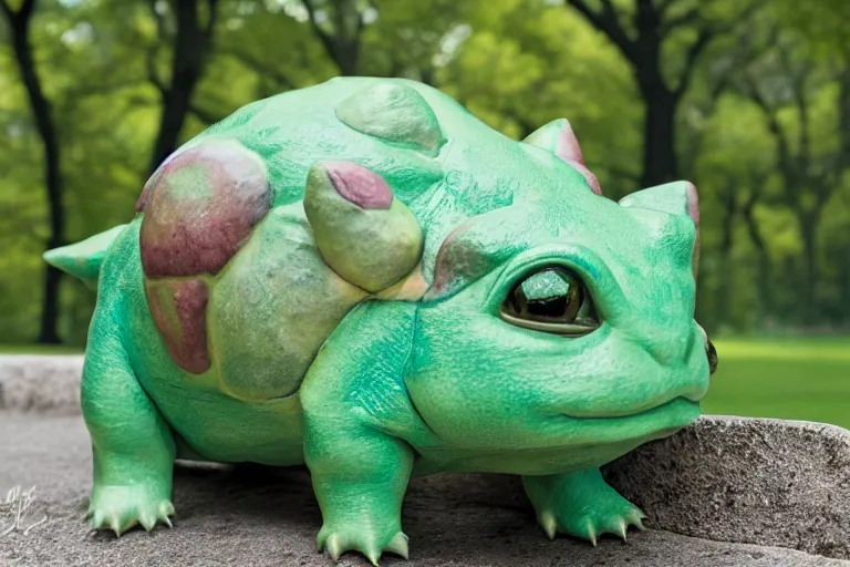 Prompt: closeup potrait of bulbasaur in central park, natural light, sharp, detailed face, magazine, press, photo, Steve McCurry, David Lazar, Canon, Nikon, focus