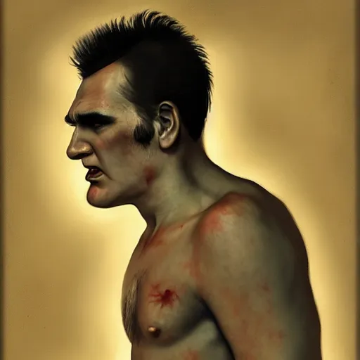 Image similar to early morrissey as a zombie, 7 days to die zombie, fine art, award winning, intricate, elegant, sharp focus, cinematic lighting, rimlight, digital painting, 8 k concept art, art by z. w. gu, art by brom, art by michael hussar, 8 k