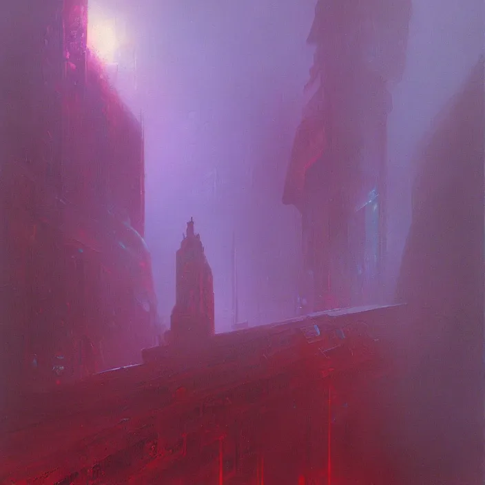 Image similar to the blind liberty of the few, red and purple palette, volume light, fog, by ( h. r. giger ) and paul lehr