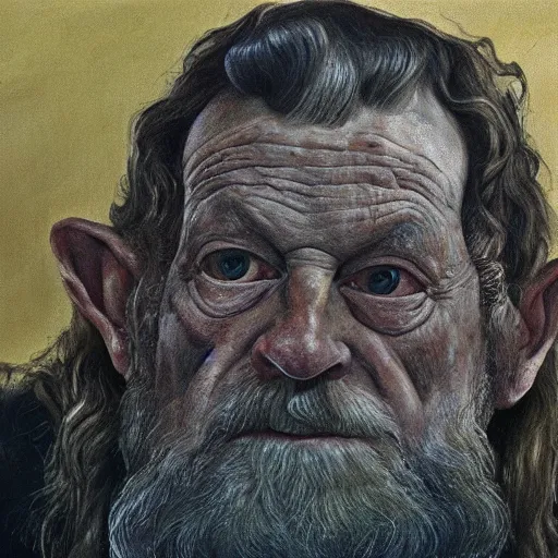 Prompt: high quality high detail painting by lucian freud, hd, gimli from lord of the rings