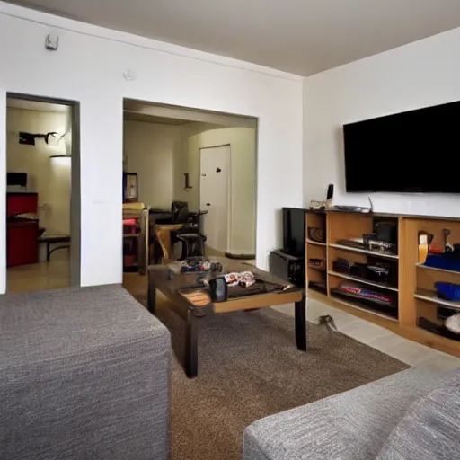 Prompt: a well furnished apartment for gamer