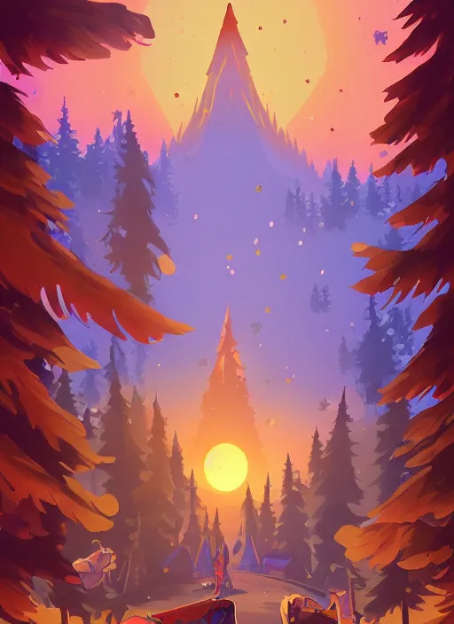 Image similar to Russian bootleg gravity falls poster, dramatic theming, disney animated series, mood lighting, unfortunate, hand painted cartoon art style, brutal, autumn, golden sunset, nostalgia, scenic, with text, 8k, award winning