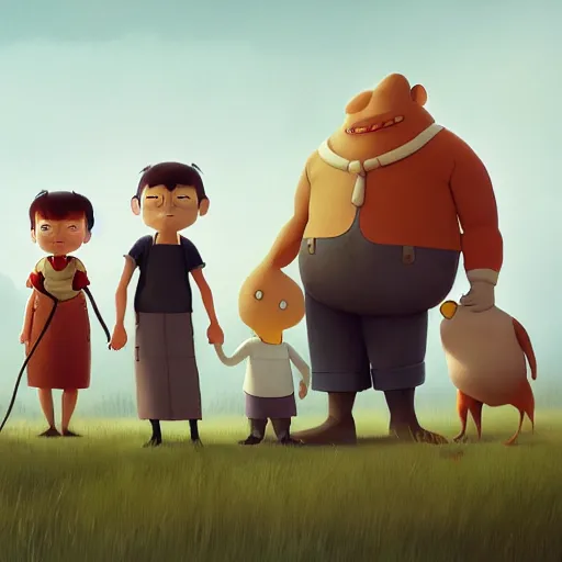 Prompt: goro fujita ilustration ilustration a family gathering in the country, characterized by kuroda seiki, character art, focus, highly detailed, artstation