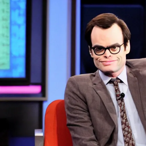 Image similar to bill hader pretending to be larry king