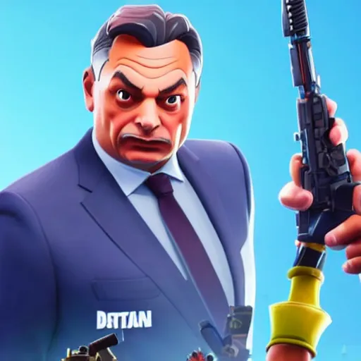 Image similar to Viktor Orban in Fortnite doing the Floss