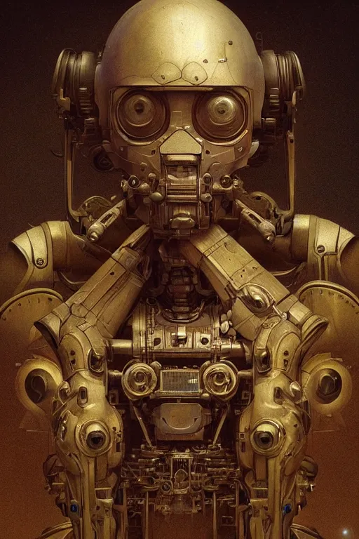 Image similar to beautiful portrait of a very old robot, intricate, dystopian toy, sci - fi, extremely detailed, digital painting, sculpted in zbrush, artstation, concept art, smooth, sharp focus, illustration, chiaroscuro lighting, golden hour, golden ratio, rule of thirds, incredible art by artgerm greg rutkowski alphonse mucha simon stalenhag