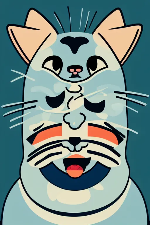 Image similar to Portrait of a cat as a sumo wrestler, sticker, colorful, illustration, highly detailed, simple, smooth and clean vector curves, no jagged lines, vector art, smooth