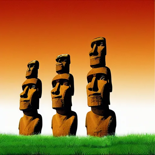 Image similar to easter island meets mapuches. illustration. digital art