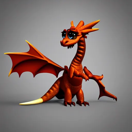 Prompt: pixar render of a cute dragon, stylised