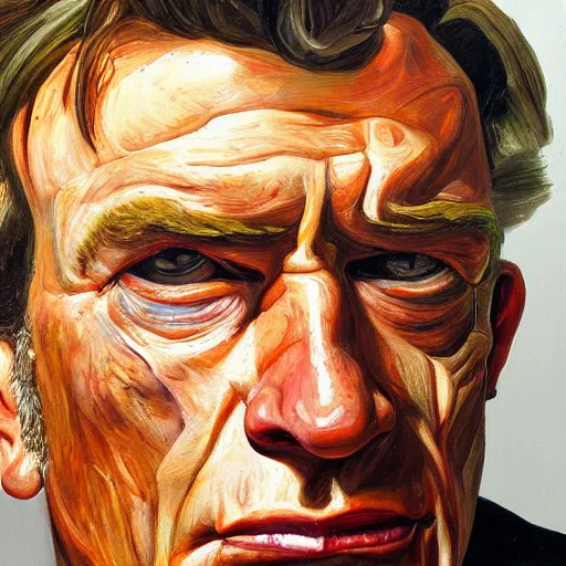 Prompt: high quality high detail painting by lucian freud, hd, portrait of terminator