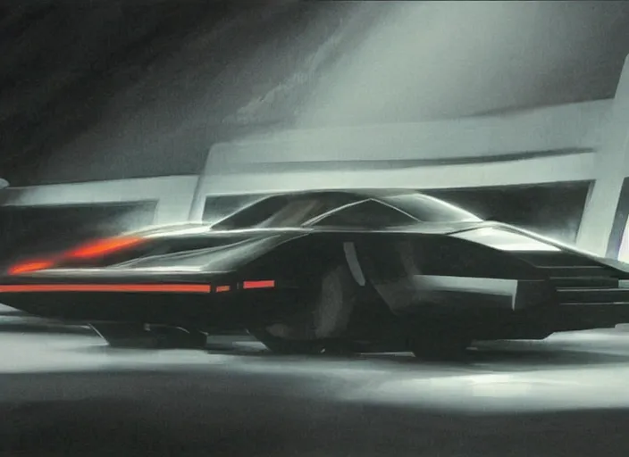 Prompt: kitt, knight rider. ryan church concept art. classic ralph mcquarrie star wars concept art. by ryan church