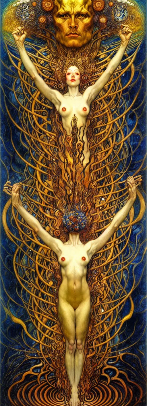 Image similar to Divine Chaos Engine by Karol Bak, Jean Delville, William Blake, Gustav Klimt, and Vincent Van Gogh, symbolist, visionary