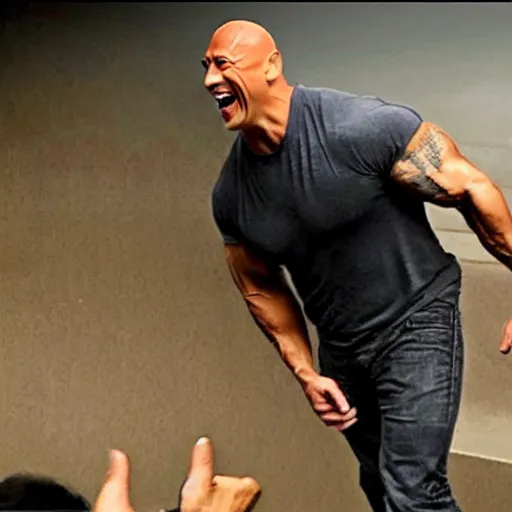 Image similar to Dwayne the rock Johnson laughing