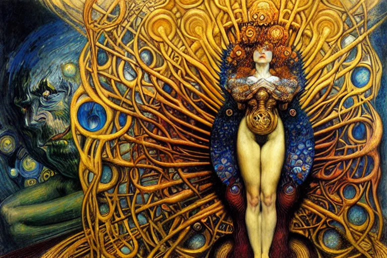 Image similar to Divine Chaos Engine by Karol Bak, Jean Delville, William Blake, Gustav Klimt, and Vincent Van Gogh, symbolist, visionary