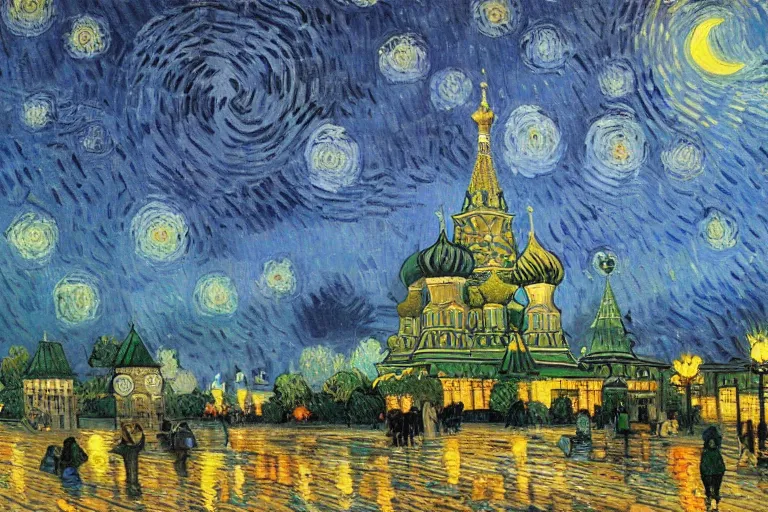 Image similar to beautiful russia of the future, oil painting, trending on artstation by van gogh