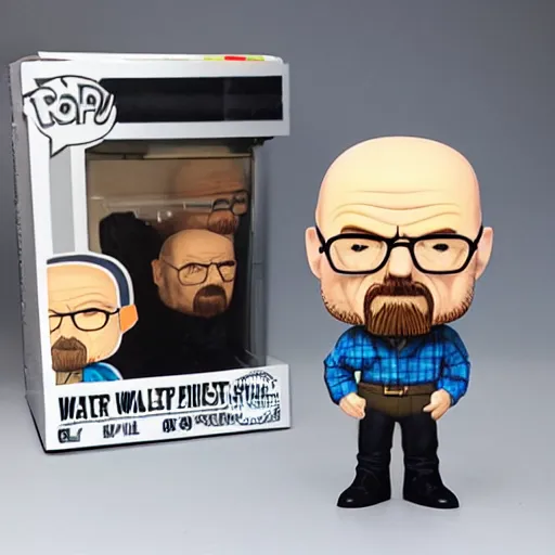 Prompt: Walter white funko pop about to be crushed by hydraulic press