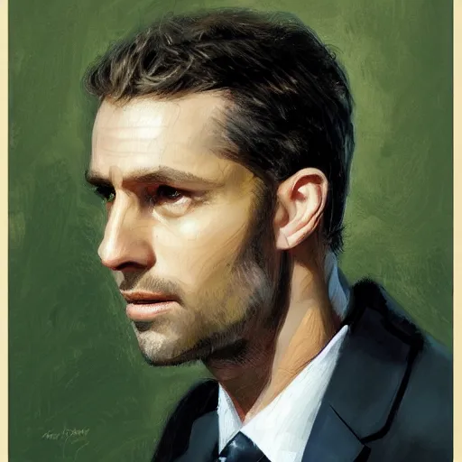 Prompt: portrait of a handsome man of 3 9 years old, green eyes, light brown, good looking, wide nose by david rutkowski, by artgem