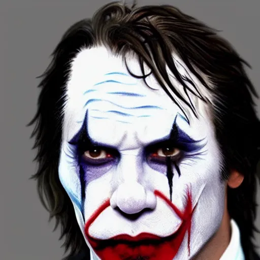 Prompt: Keanu reeves in clown Face paint inspired by the Joker