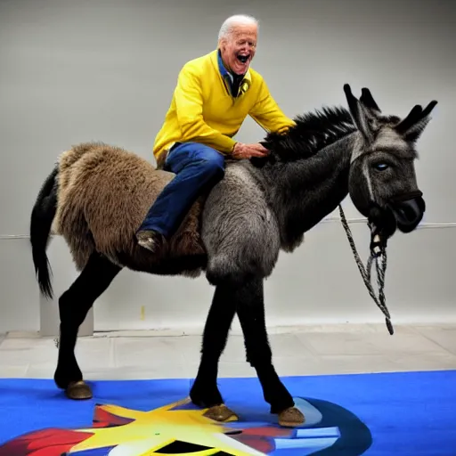 Image similar to biden riding a donkey