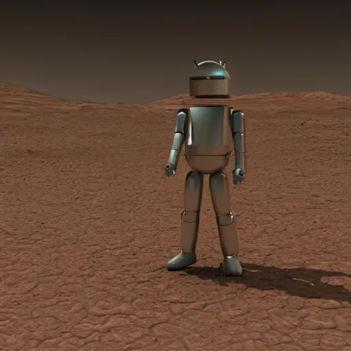 Image similar to realistic human - like man android on mars, alone, apocalypse, low power, realistic light and shadow effects