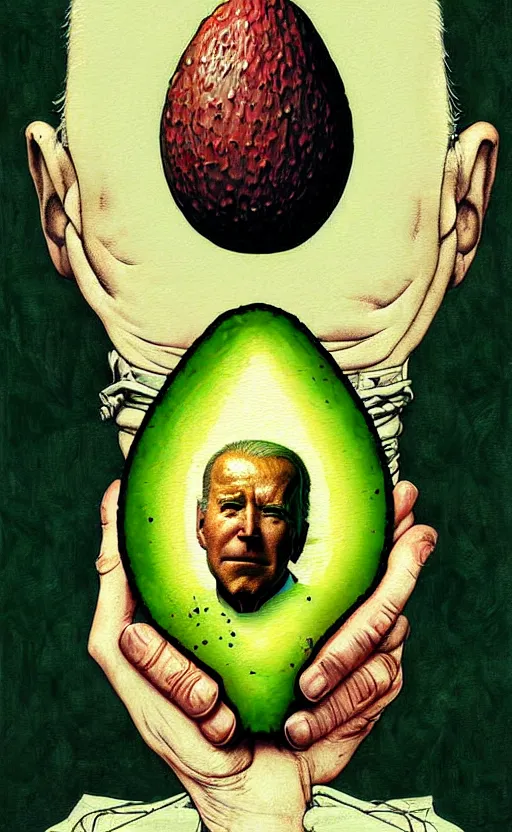 Prompt: joe biden avocado painting propaganda poster by chiara bautista, beksinski and norman rockwell and greg rutkowski weta studio, and lucasfilm