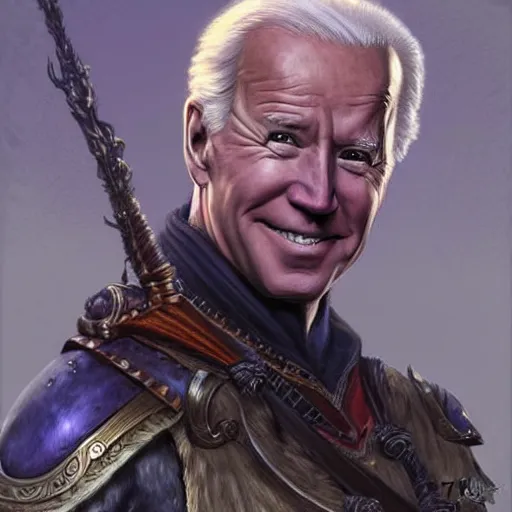 Prompt: Joe Biden as a fantasy D&D character, portrait art by Donato Giancola and James Gurney, digital art, trending on artstation