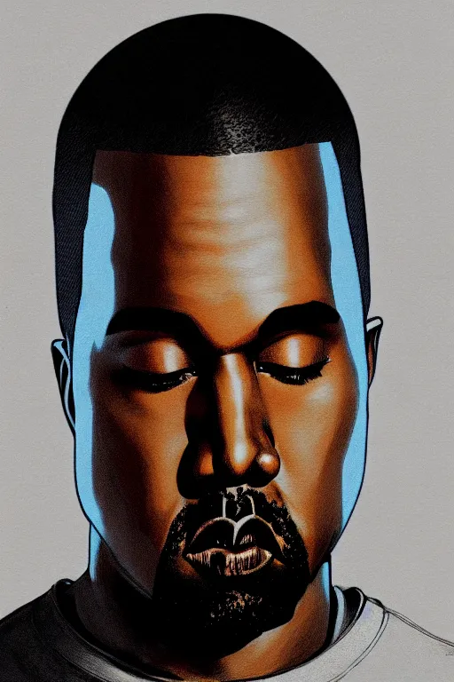 Image similar to kanye west, manga cover art, detailed color portrait, artstation trending, 8 k, greg rutkowski