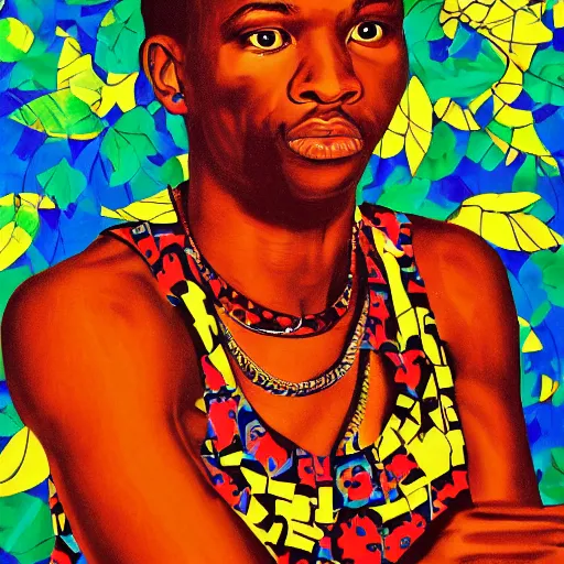 Prompt: decollage painting of a drummer in the style of kehinde wiley, 7 0'style, poster art, high contrast